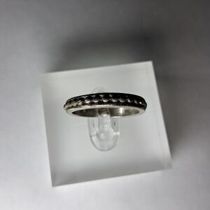 Dainty Beaded Silvertone Stackable Band Ring